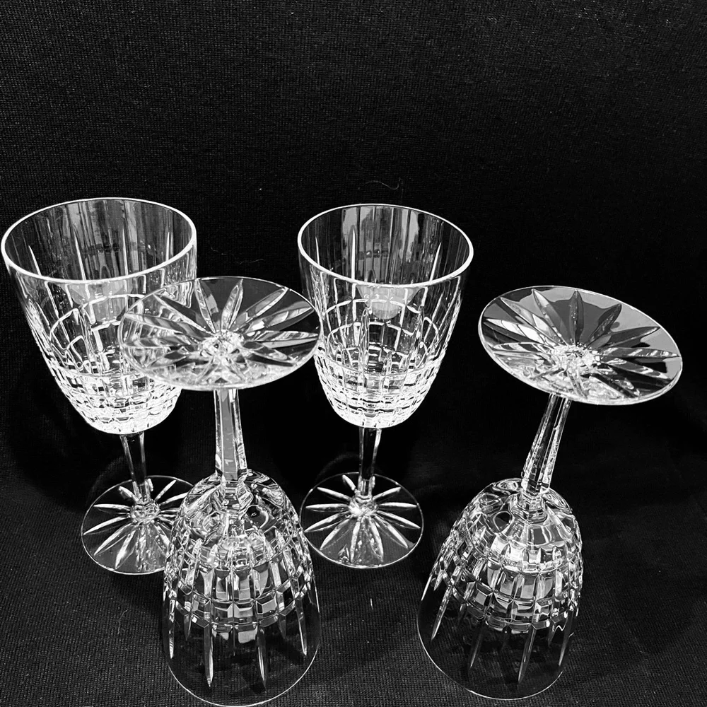 Vintage Val St Lambert Heavy Cut Crystal Water Goblets Set of 3